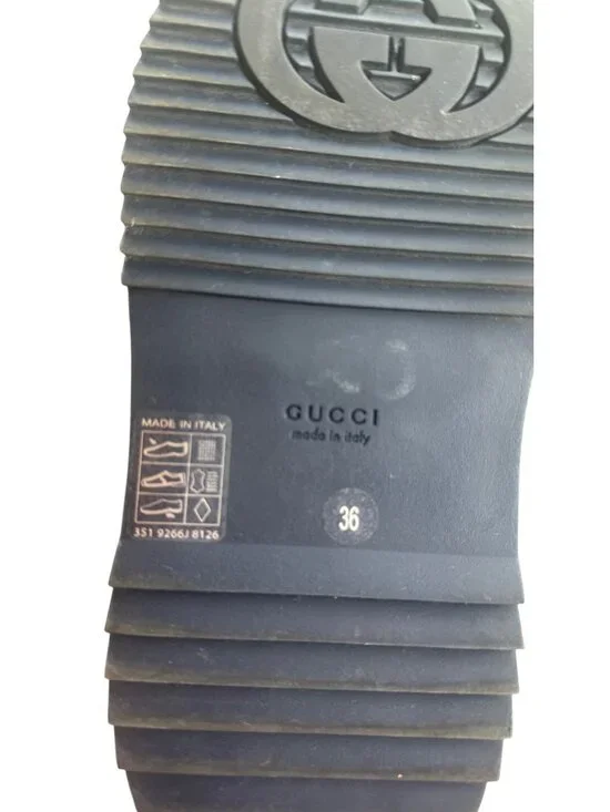 Gucci GG Canvas Platform Sandals Beige/Black Womens Size 36 Made In Italy - Picture 8 of 15